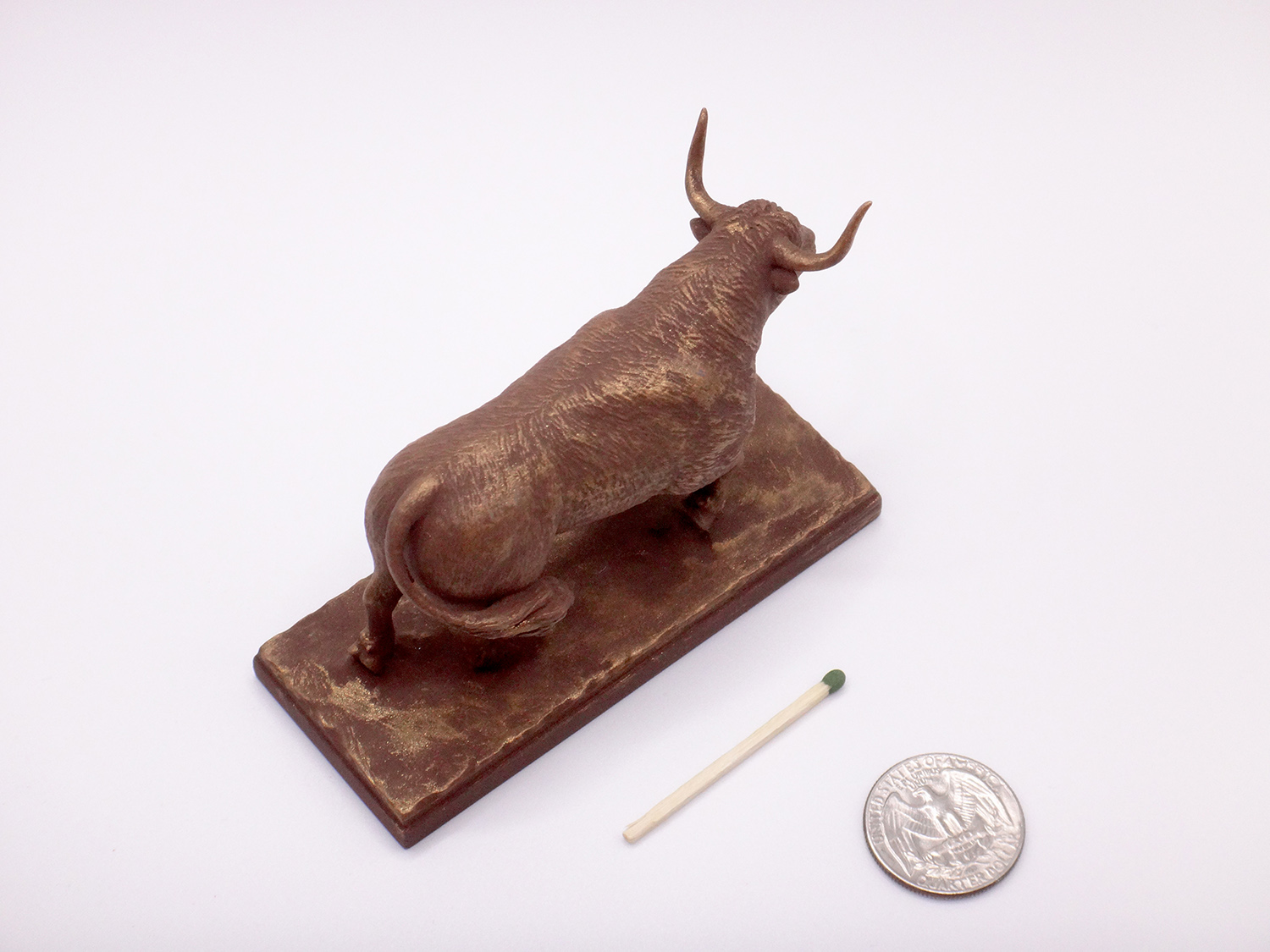 3D Printed miniature Bull Figurine. 3D Printing Service.